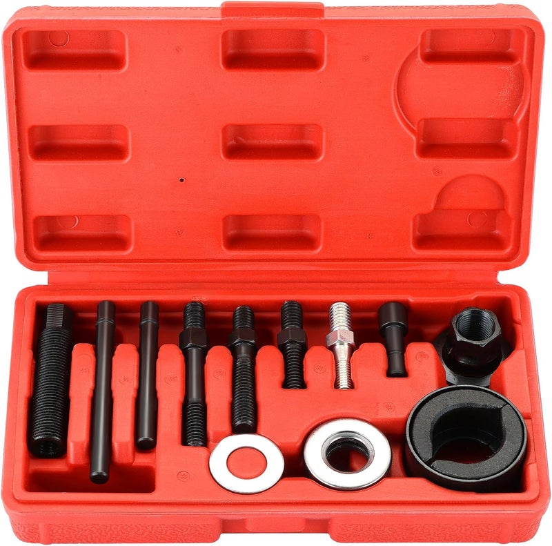 weyleity 12PCS Power Steering Pulley Puller Installer Kit | Vacuum Pump Pulleys Installation Remover for Most Engines, Water Pump, Alternator Pulleys - Image 1